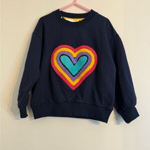 Kids Heart Design Sweatshirt - Navy with Multicolor Heart